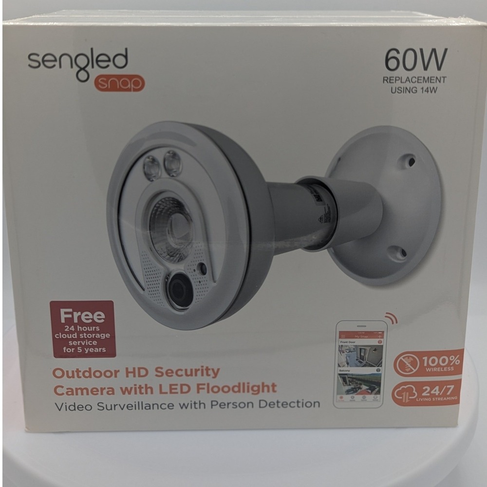 Sengled Snap Outdoor HD Security Camera LED Floodlight AS01-PAR38 White‎ 60W NEW